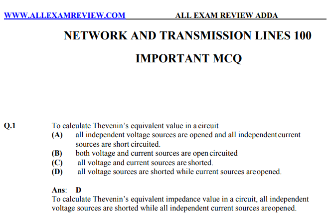 NETWORK AND TRANSMISSION LINES 
