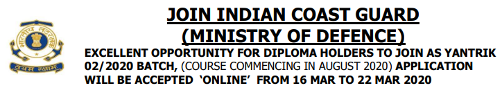 Indian Coast Guard Recruitment Yantrik