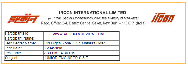 IRCON JE S And T 2018 Question Paper