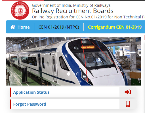 RRB NTPC Application Status Working Link