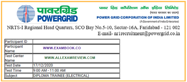 PGCIL NR I Diploma Trainee Electrical 2020