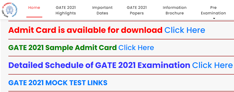 GATE 2021 Admit Card Out