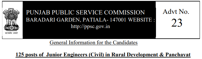 Punjab PSC JE Civil 2021 Online Application