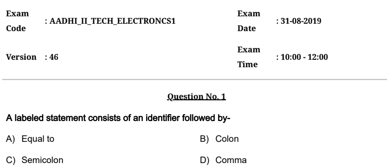 RRB JE CBT 2 Electronics 2018 Question Paper With Answer Key