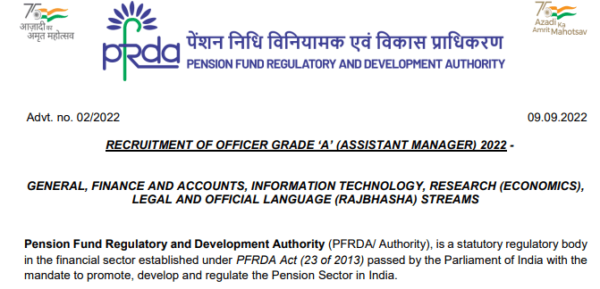 PFRDA Recruitment Officer Grade A 2022