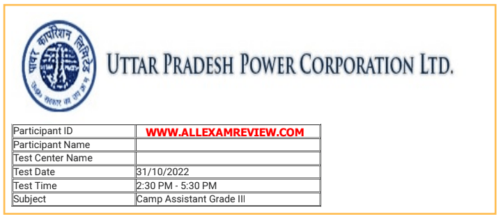 UPPCL Camp Assistant 2022 Question Paper