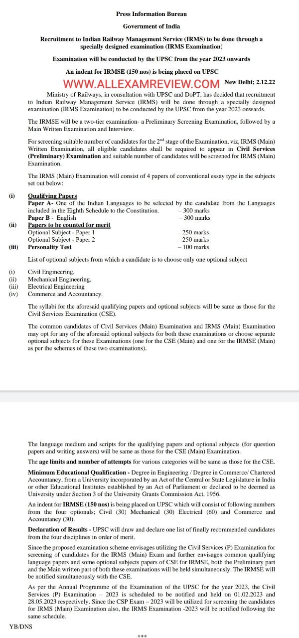 UPSC Recruitment IRMS 2023