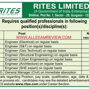 RITES Recruitment Engineer 2023