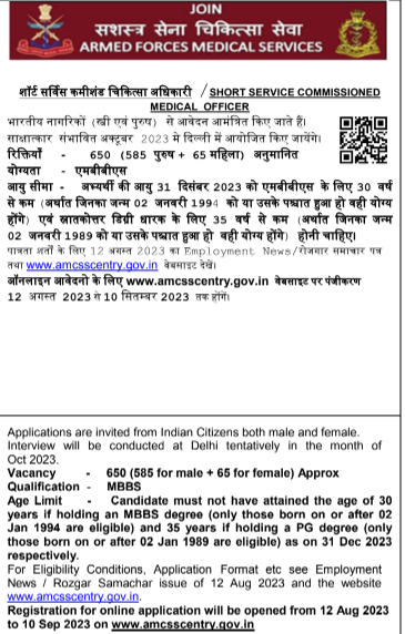 AFMS Recruitment 2023