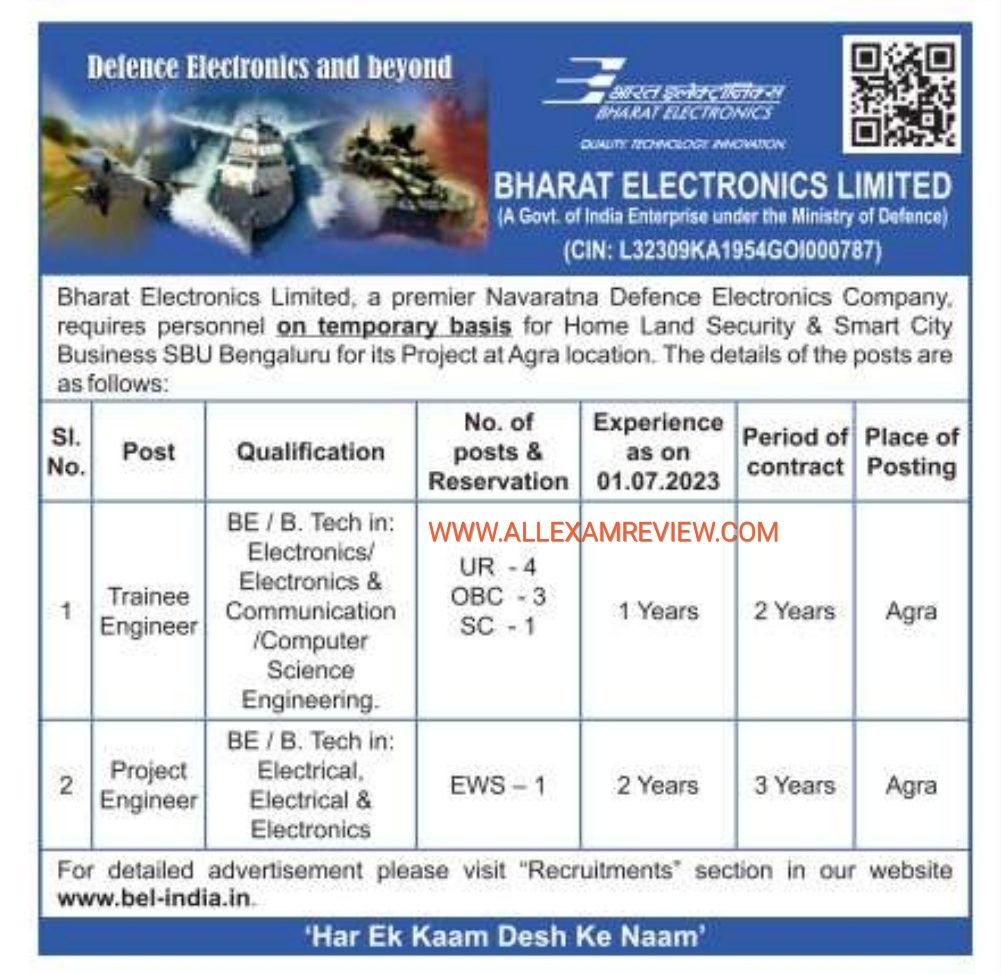 BEL Agra Recruitment 2023