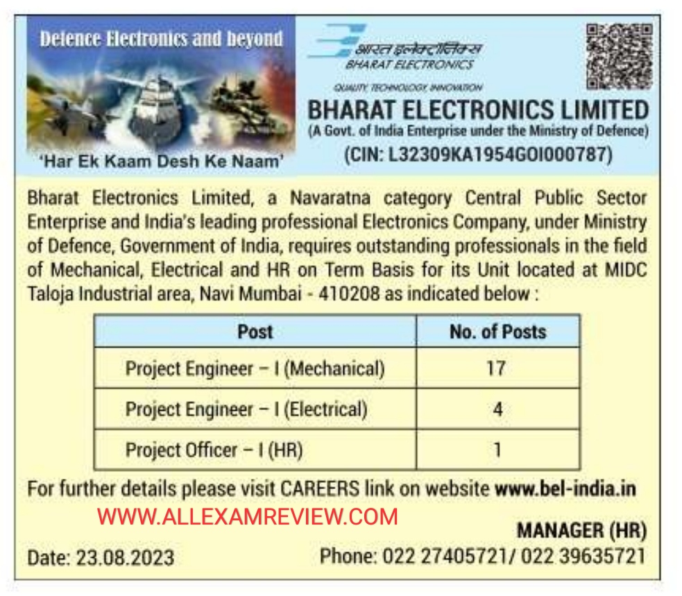 BEL Mumbai Recruitment 2023