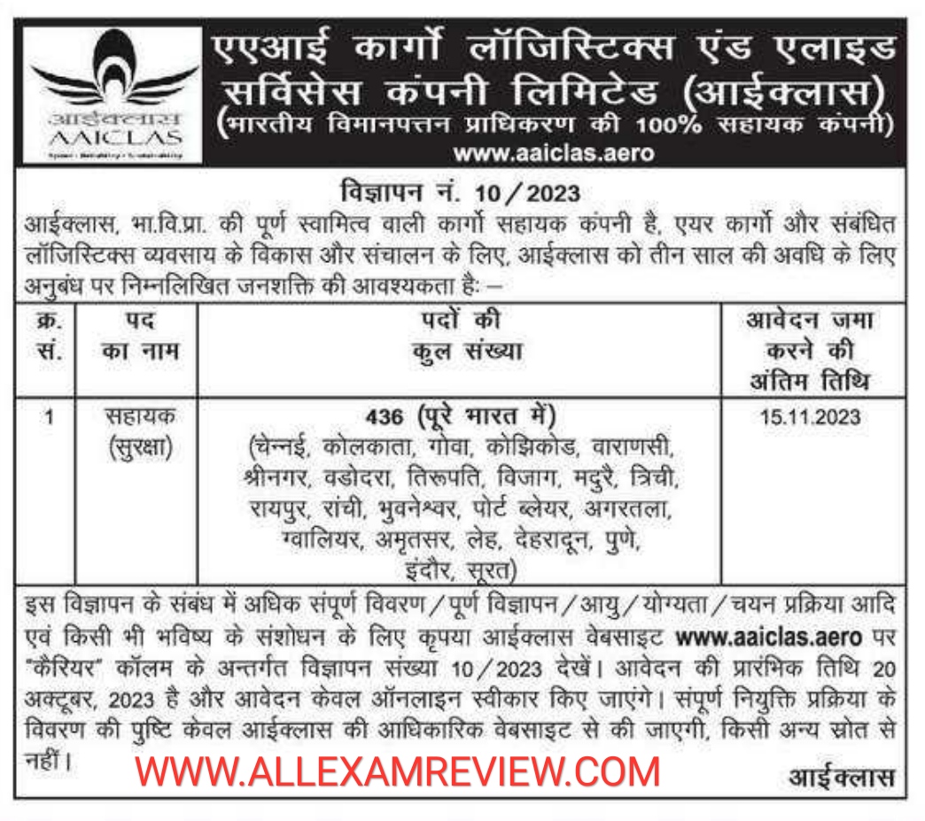 AAICLAS Assistant Security Recruitment 2023