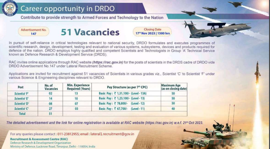 DRDO Recruitment Scientists 2023