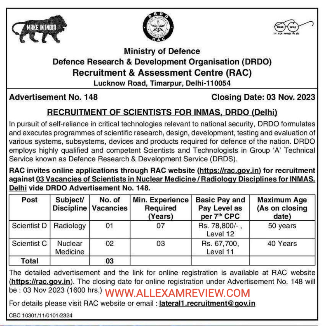 DRDO Scientists Recruitment 2023