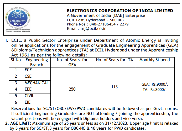 ECIL Graduate Recruitment 2023
