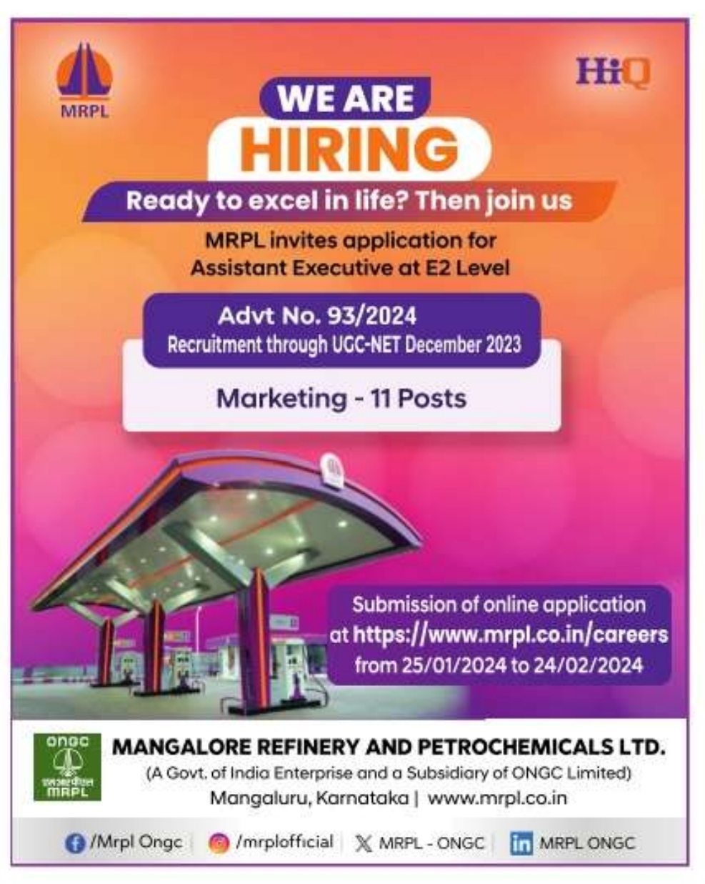 MRPL Executive Marketing Recruitment 2024