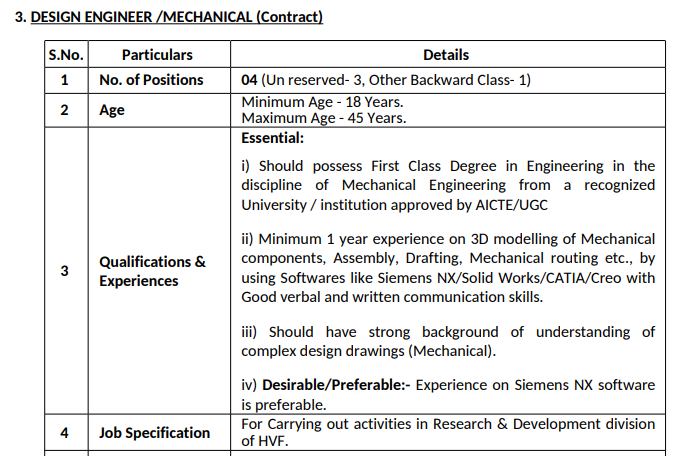 AVNL Design Engineer Recruitment 2024