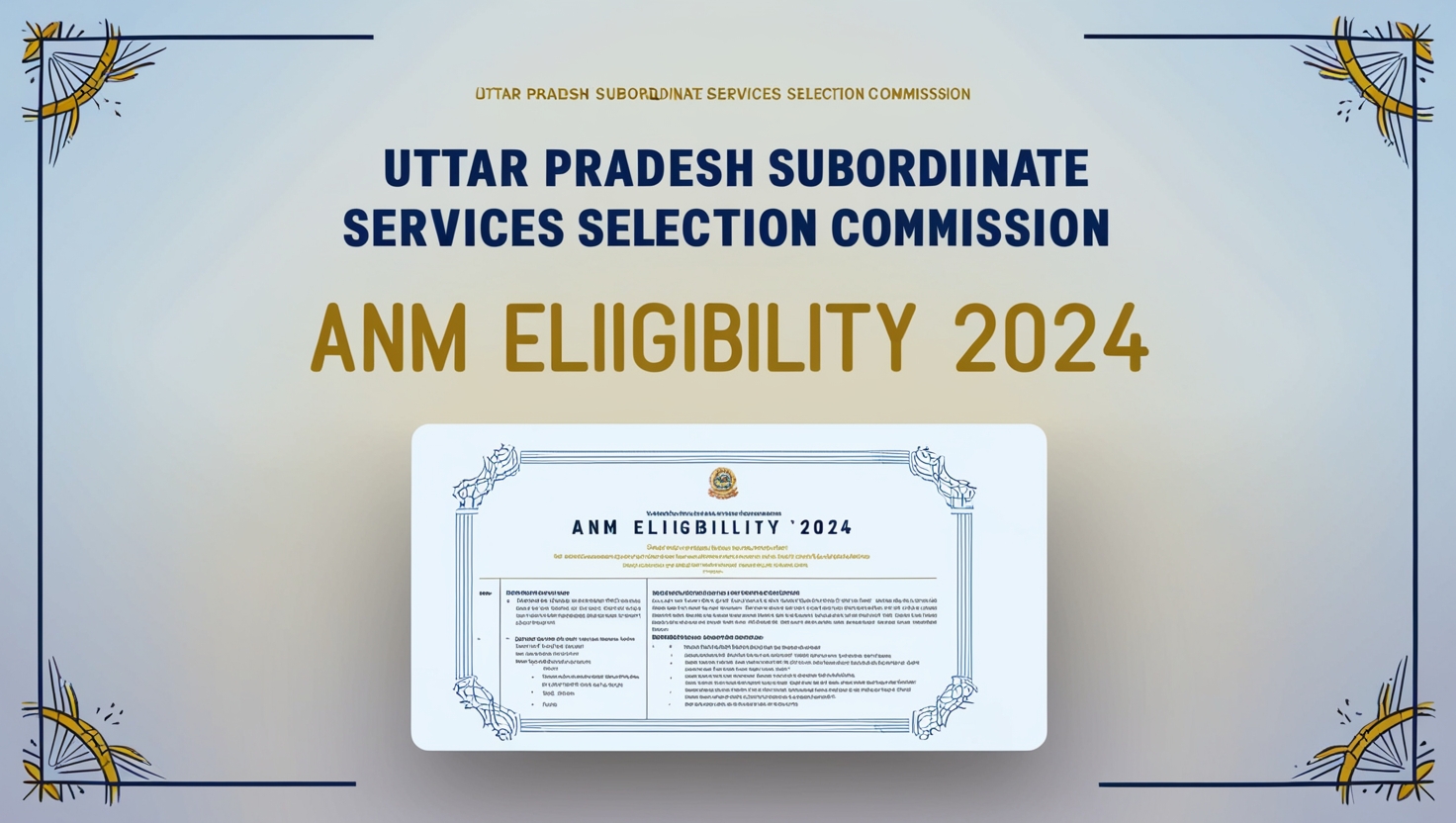 UPSSSC ANM Eligibility 2024