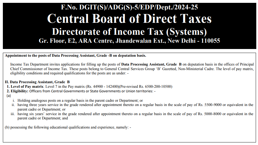 Income Tax Department Recruitment 2025