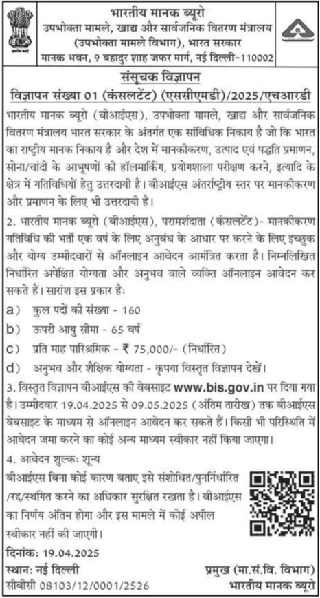 BIS Consultant Recruitment 2025