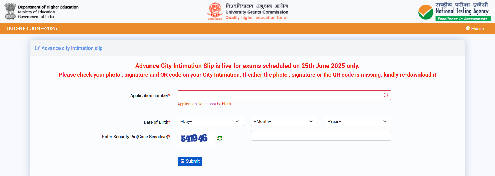 UGC NET 2025 Exam City