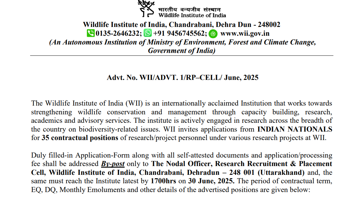 WII DEO Recruitment 2025