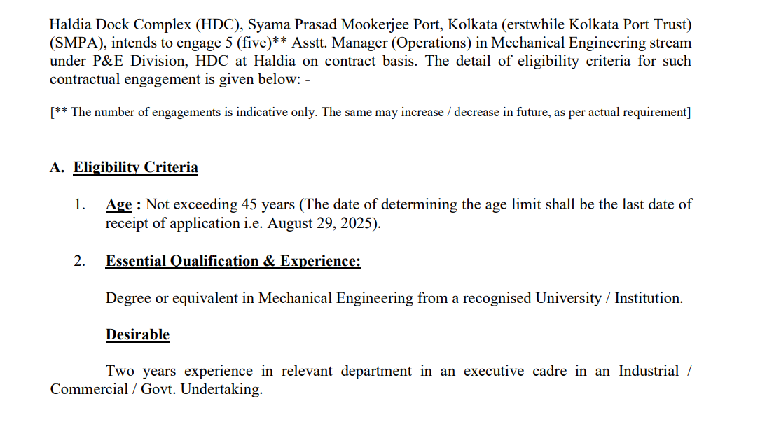SMPA Assistant Manager Recruitment 2025