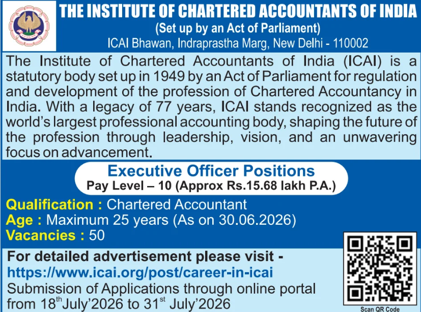 ICAI Executive Recruitment 2026