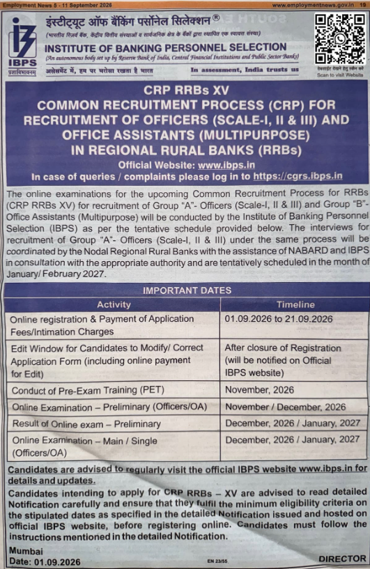IBPS RRB XV Recruitment 2026
